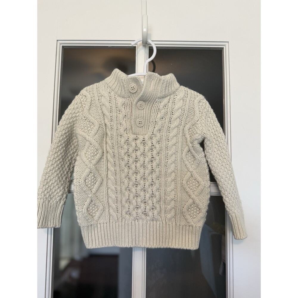 Baby gap Boys Cotton Cable Knit Cream Sweater 12-18 Months